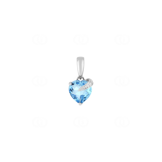 Pendentif or gris 375/9 ct avec topaze bleue cœur - 19FA018GT
