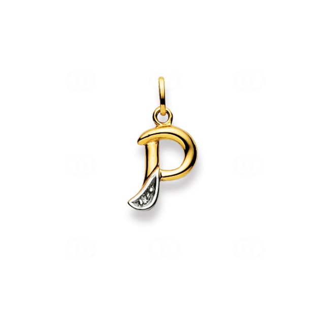 Anhänger 750/18 K Bicolor mit Diamant, Buchstabe P Anhänger 750/18 K Bicolor mit Diamant, Buchstabe P - 1556.07877/0160