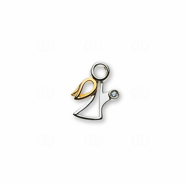 Pendant 750/18 K Two-tone Gold Guardian Angel with Diamond - AME4032