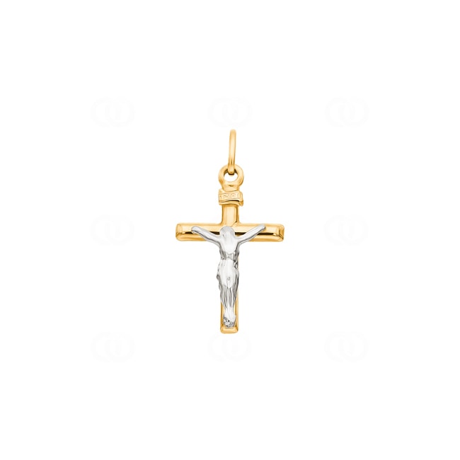 Pendant 750/18 K Yellow and White Gold Crucifix 15x26mm - 2786.2G