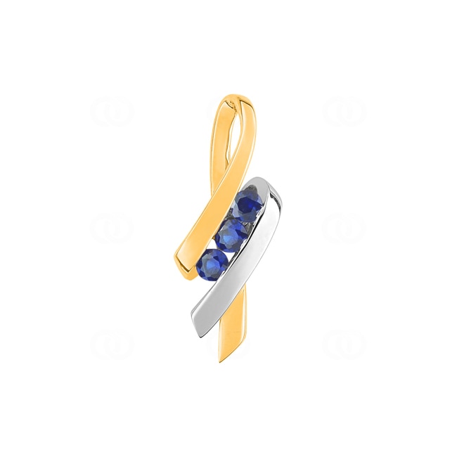 Pendant 750/18 K Yellow and White Gold with 3 Sapphires - GE113BS