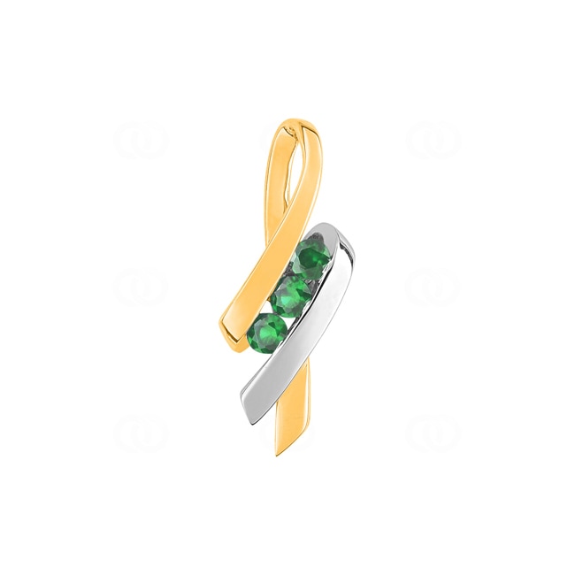 Pendant 750/18 K Yellow and White Gold with 3 Emeralds - GE113BE