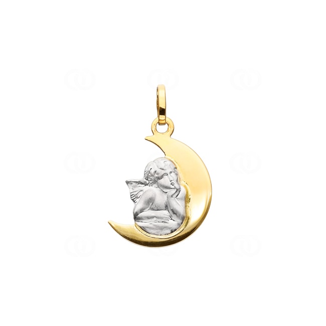 Anhänger 750/18 K Gelb-/Weissgold Schutzengel und Mond - 20749G