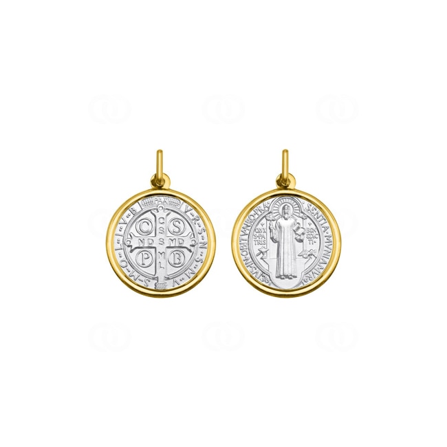 Anhänger 750/18 K Gelb-/Weissgold St. Benedikt - AY3081