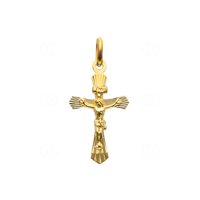 Pendant 750/18 K Yellow Gold Crucifix 12x21mm - 20816