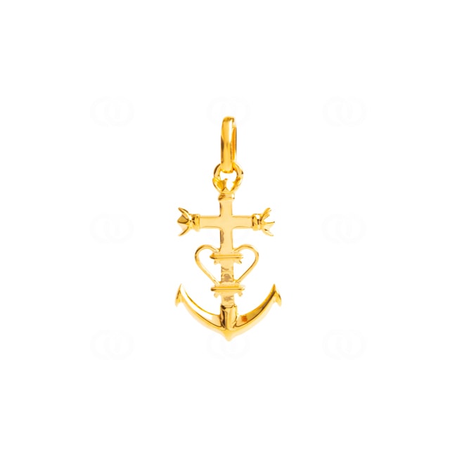 Pendentif or jaune 750/18 ct 14x24mm, Foi, amour, espoir  - P70