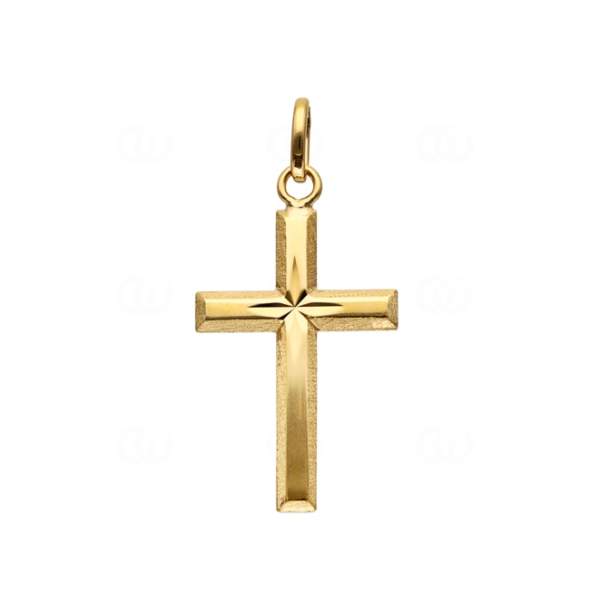 Pendant 750/18 K Yellow Gold Cross 16x24mm - 7439