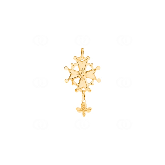 Pendentif or jaune 750/18 ct 18x29mm, Croix huguenote - 2811