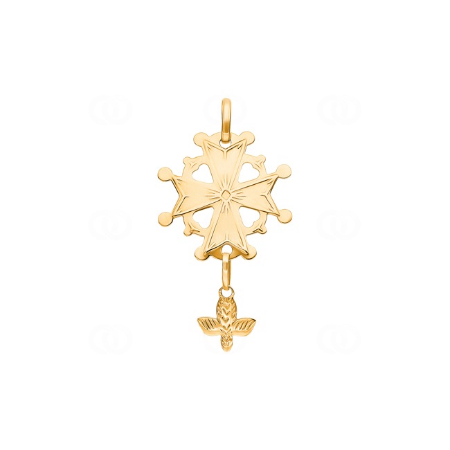 Pendentif or jaune 750/18 ct 20x32mm, Croix huguenote - 2812