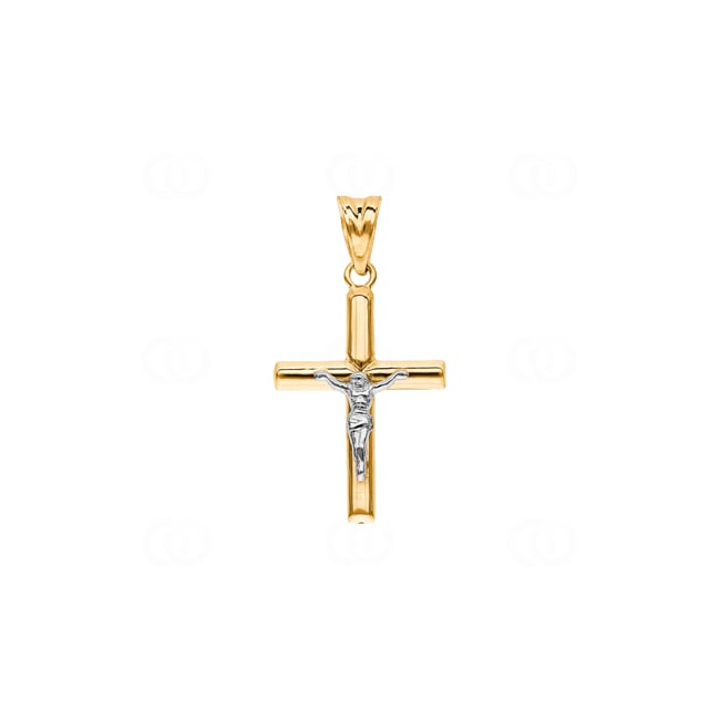Pendant 750/18 K Yellow Gold Cross with Jesus 27 x 17mm - AKH318GG