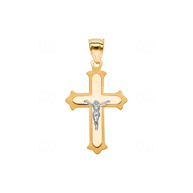 Pendant 750/18 K Yellow Gold Cross with Jesus 36 x 22mm - AKH0042GG