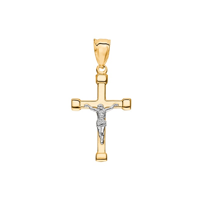14K Gelbgold Kreuz Anhänger – Echtes Gold, Religiöser Charm