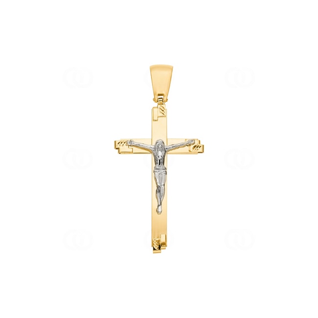 Anhänger 750/18 K Gelbgold Kreuz mit Jesus 61 x 29mm - AN-1659-GG