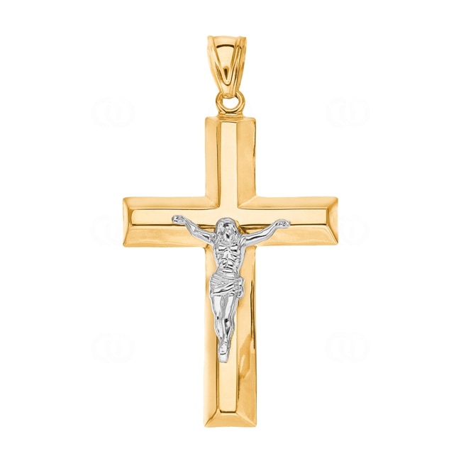 Pendentif or jaune 750/18 ct Croix avec jésus 62 x 39mm - AKH0055GG