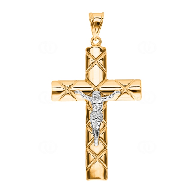 Pendentif or jaune 750/18 ct 69 x 43mm, Croix avec Jésus - AKH0051GG