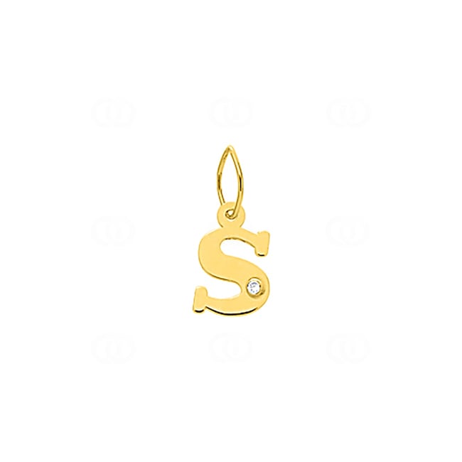 Anhänger 750/18 K Gelbgold Buchstabe S mit Diamant 0.01ct. - 2950.2S