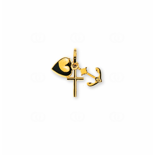 Pendentif or jaune 750/18 ct, Foi, amour, espoir  - AKR1034