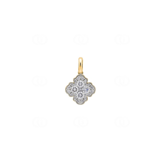 Anhänger 750/18 K Gelbgold Kleeblatt mit Diamanten 0.51 ct H/si - AN-73375-GG