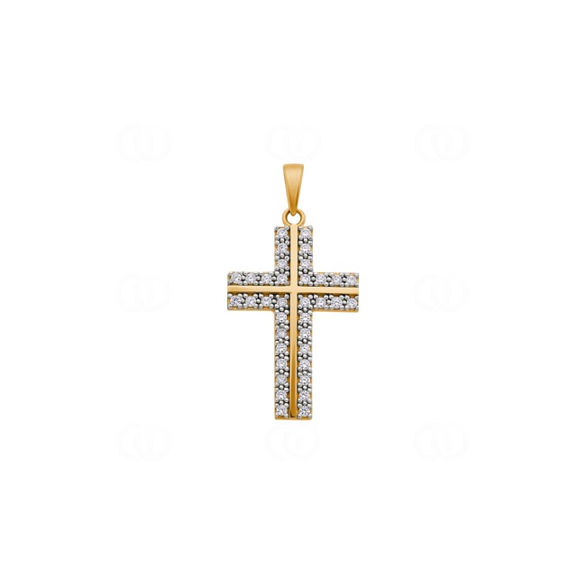 Anhänger 750/18 K Gelbgold Kreuz mit Zirkonia - PP0096-03