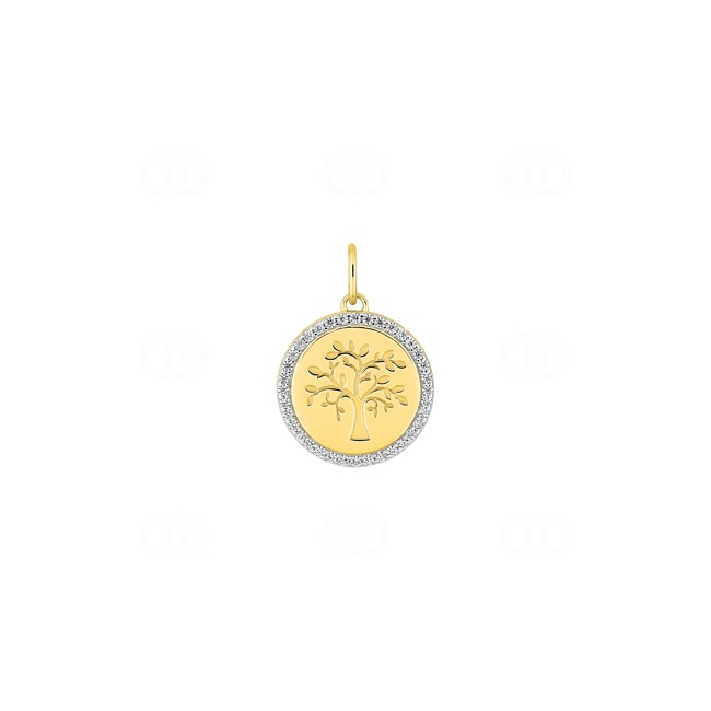 Pendentif or jaune 750/18 ct Arbre de vie avec zircones Pendentif or jaune 750/18 ct Arbre de vie avec zircones - 3.7443.Z3
