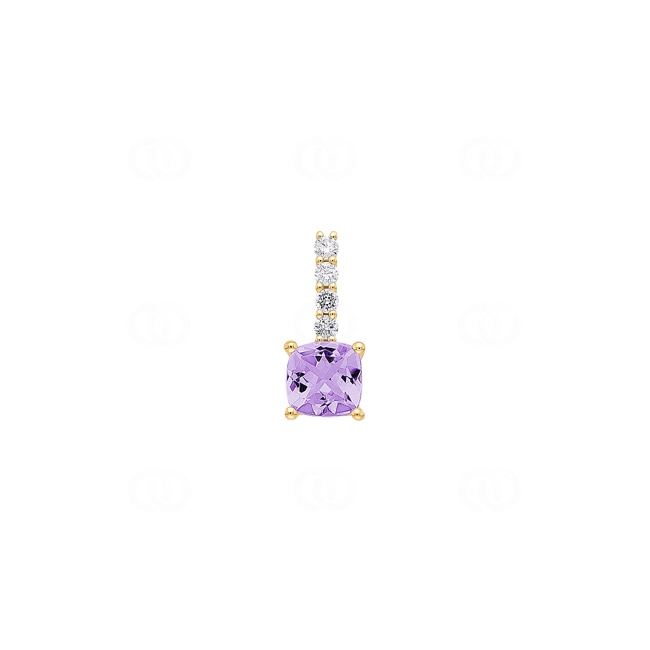 Anhänger 750/18 K Gelbgold mit Amethyst & Diamanten 0.09 ct H/si - AN-73396-AME-GG