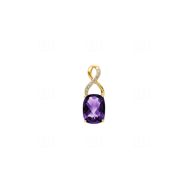 Pendentif or jaune 750/18 ct avec améthyste coussin et diamants 0.02 ct H/si - AN-70307-AME-GG
