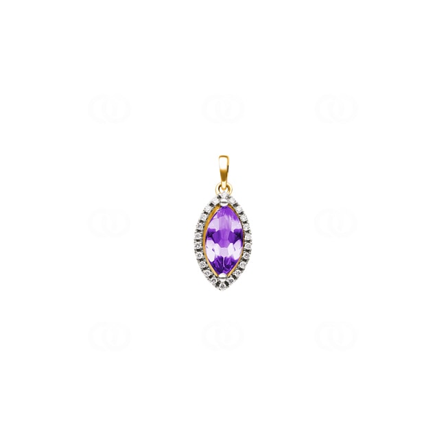 Pendant 750/18 K Yellow Gold with Amethyst and Diamonds 0.07 ct H/si - AN-47273-AME-GG