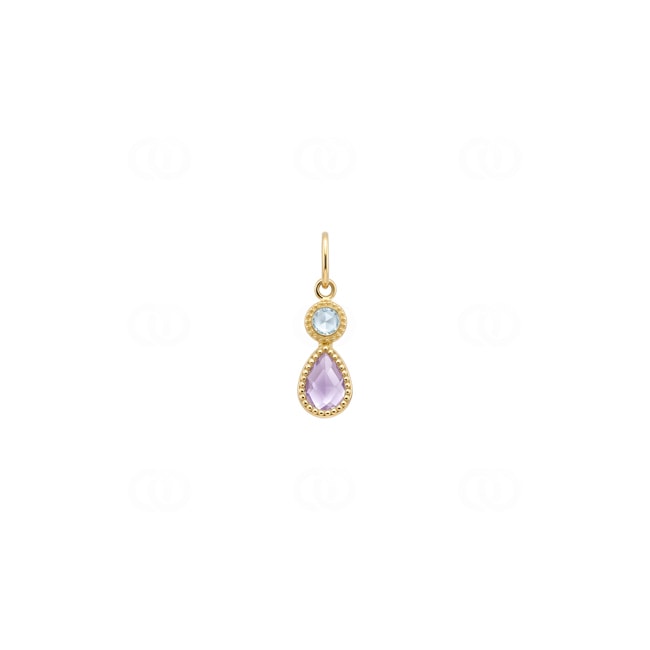 Pendentif or jaune 750/18 ct avec topaze bleue & améthyste - 217931A