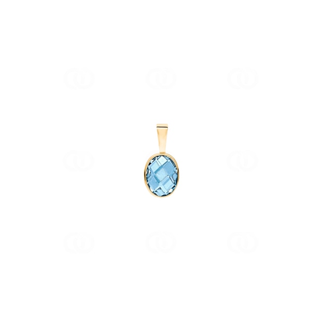 Pendentif or jaune 750/18 ct avec topaze bleue ovale - 637911TO