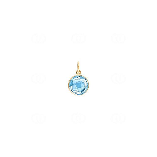 Pendant 750/18 K Yellow Gold with round Blue Topaz - 476001TO