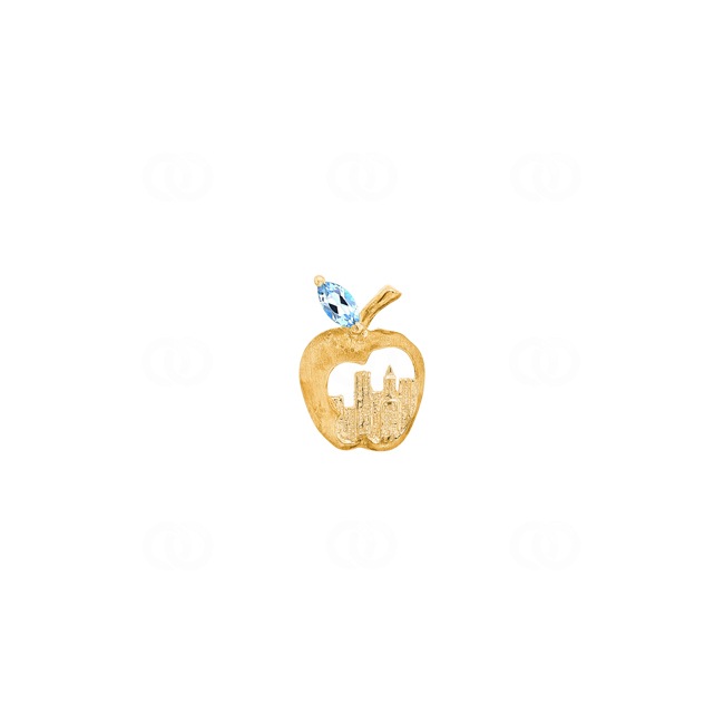 Pendentif or jaune 750/18 ct The Big Apple avec topaze bleue - E4983