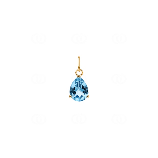Pendentif or jaune 750/18 ct avec topaze bleue poire 8 x 5mm - 8192.3T