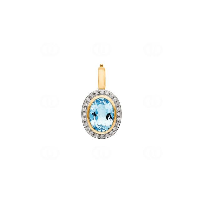 Anhänger 750/18 K Gelbgold mit Blautopas und Diamanten 0.23 ct H/si - PP01618-04