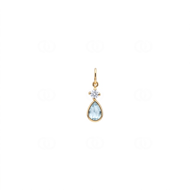 Anhänger 750/18 K Gelbgold mit Blautopas und Zirkonia - 189271TO