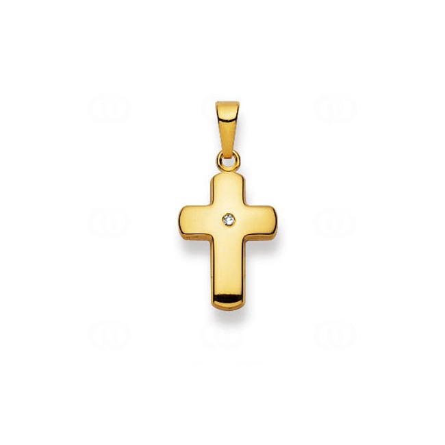 Pendentif or jaune 750/18 ct avec brilliant, Croix Pendentif or jaune 750/18 ct avec brilliant, Croix - 1158.03085/0001