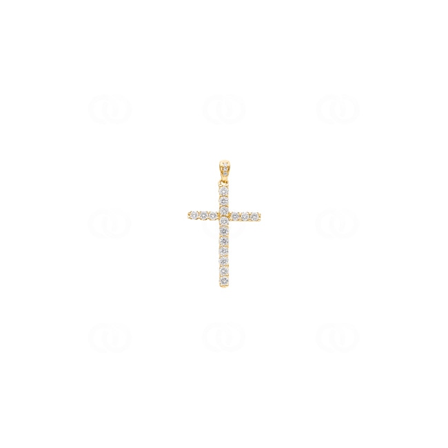 Anhänger 750/18 K Gelbgold Kreuz mit Brillanten 0.50 ct H/si - AN-69181-GG