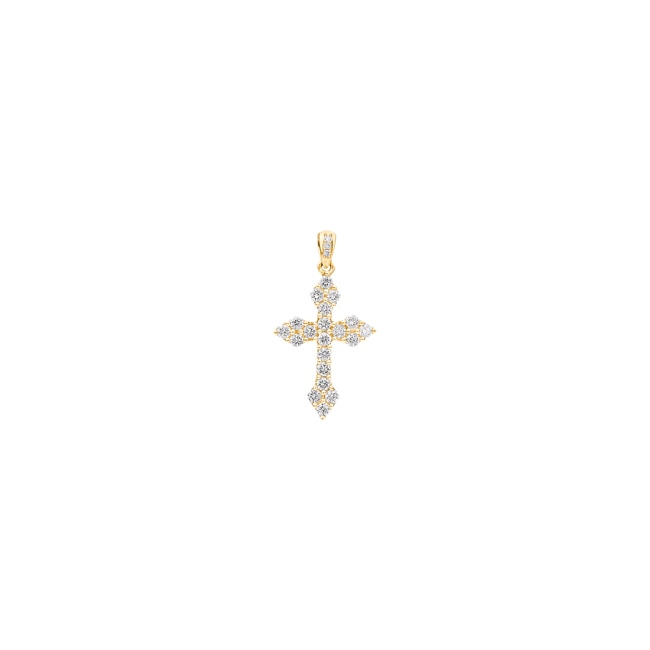 Pendant 750/18 K Yellow Gold Cross with Diamonds 0.50 ct H/si - AN-69182-GG