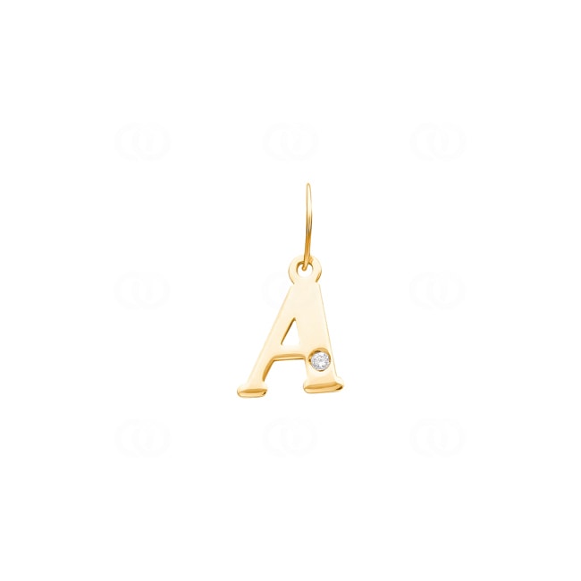 Pendant 750/18 K Yellow Gold with Diamond 0.01ct., Letter A - 2950.2A