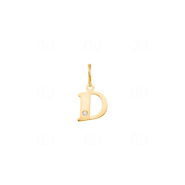 Anhänger 750/18 K Gelbgold Buchstabe D mit Diamant 0.01ct. - 2950.2D