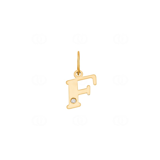 Pendant 750/18 K Yellow Gold with Diamond 0.01ct., Letter F - 2950.2F