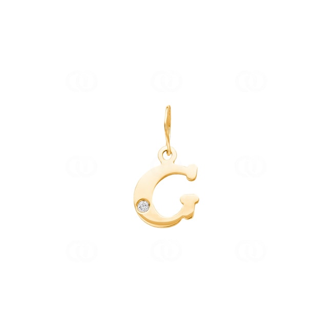 Pendentif or jaune 750/18 ct Lettre G avec diamant 0.01ct. - 2950.2G