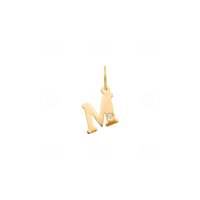 Pendant 750/18 K Yellow Gold with Diamond 0.01ct., Letter M - 2950.2M
