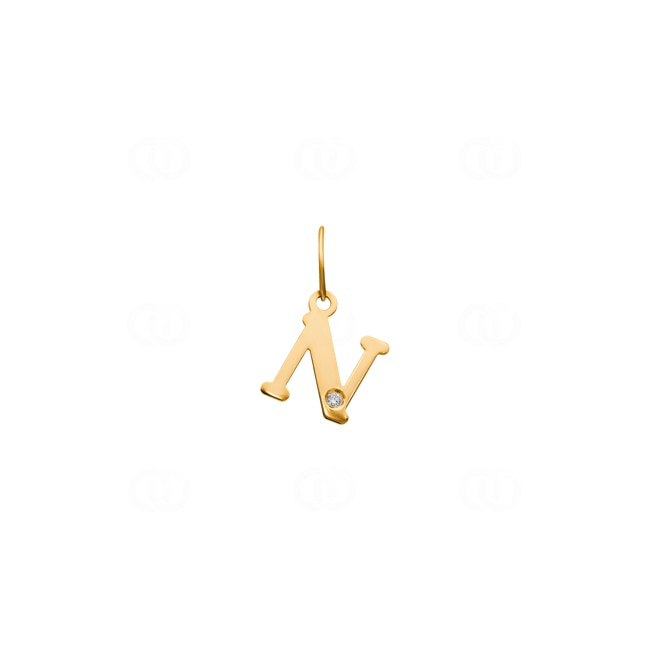 Anhänger 750/18 K Gelbgold Buchstabe N mit Diamant 0.01ct. - 2950.2N