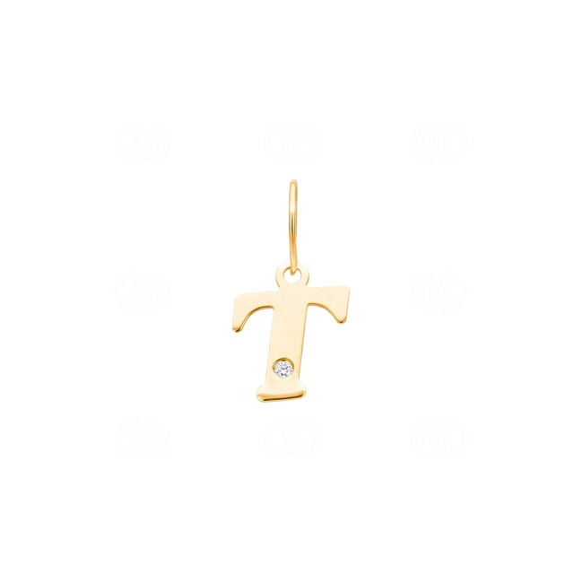 Pendant 750/18 K Yellow Gold with Diamond 0.01ct., Letter T - 2950.2T