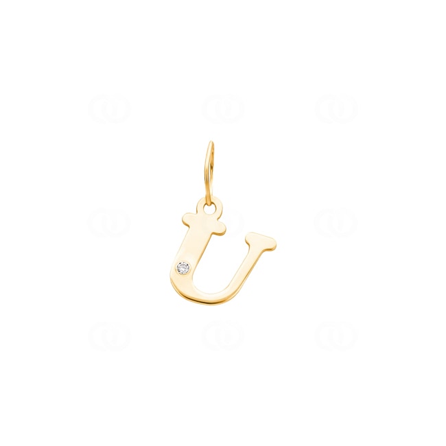 Pendant 750/18 K Yellow Gold with Diamond 0.01ct., Letter U - 2950.2U