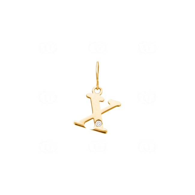Pendant 750/18 K Yellow Gold Letter X with Diamond 0.01ct. - 2950.2X