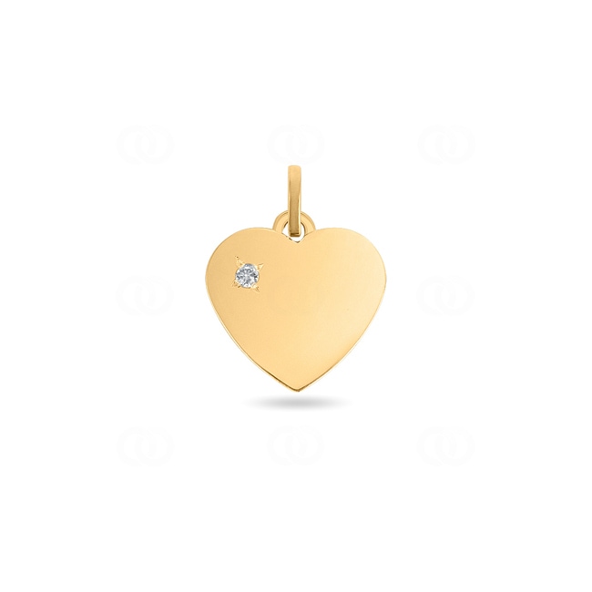 Plakette 750/18 K Gelbgold mit Diamant 0.03ct, Herz - 631.2B
