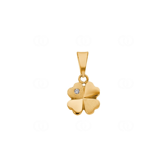 Pendant 750/18 K Yellow Gold with Diamond, Cloverleaf - ABR1030
