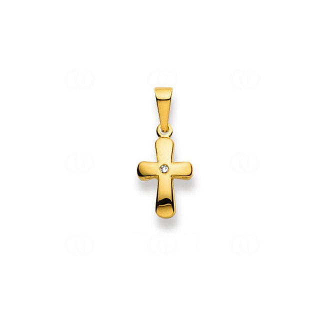 Anhänger 750/18 K Gelbgold mit Diamant, Kreuz - 1158.02615/0001