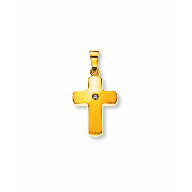 Pendant 750/18 K Yellow Gold with Diamond, Cross - AKR1022